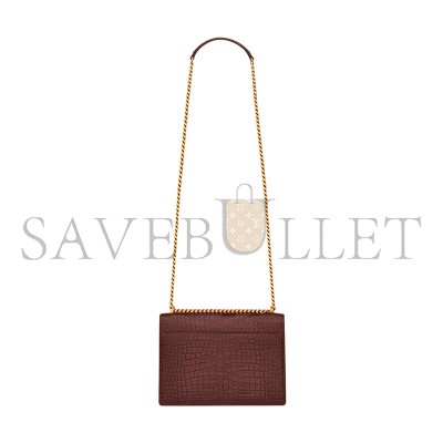 YSL SUNSET MEDIUM IN CROCODILE-EMBOSSED LEATHER 442906DND0J6147 (22*16*6.5cm)